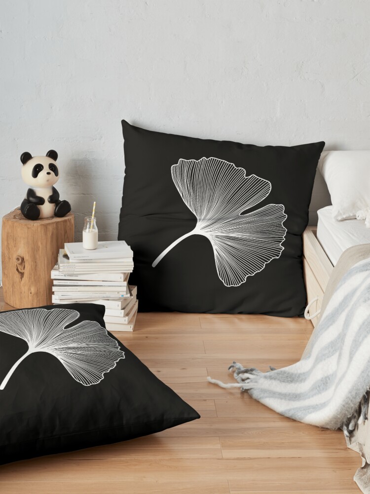 Alternate view of Ginkgo Biloba leaves pattern - WHITE Floor Pillow