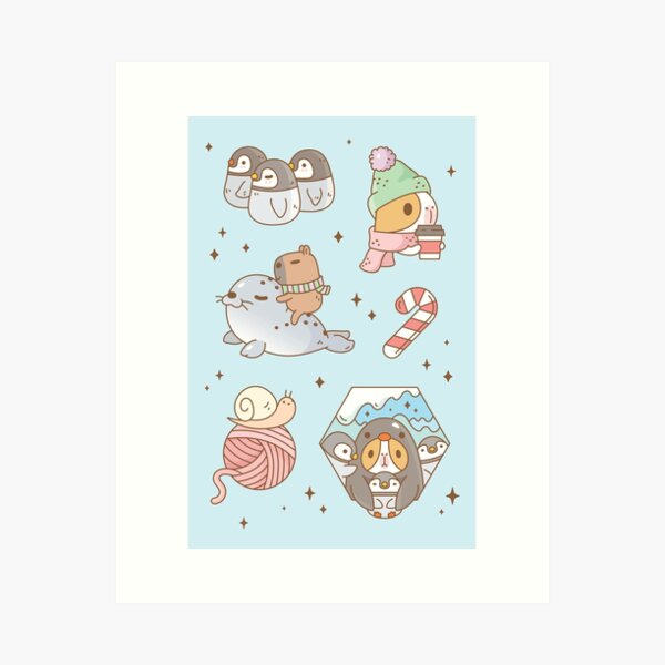 Bubu the Guinea pig, South Pole Holiday Art Print