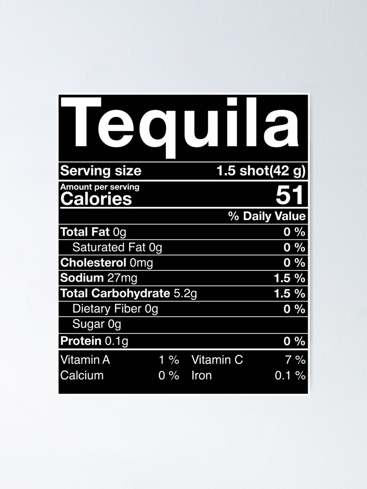 "Tequila Nutritional Facts Thanksgiving Gift Drinking Costume" Poster