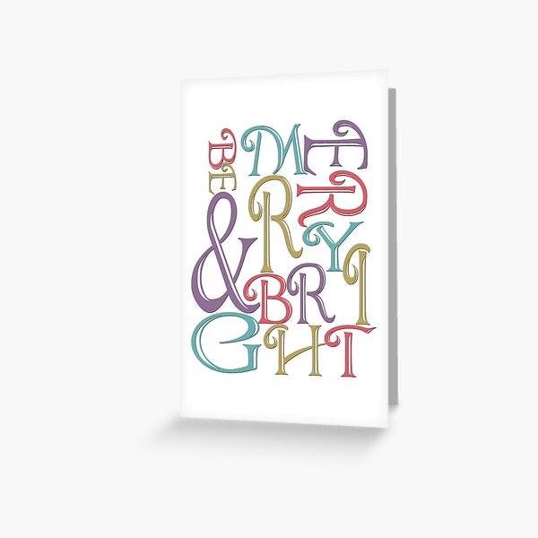 Modern Typography Merry and Bright Greeting Card