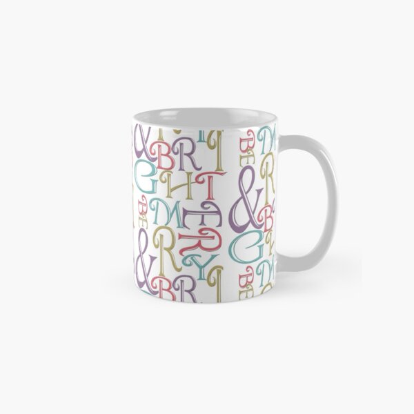 Modern Typography Merry and Bright Classic Mug