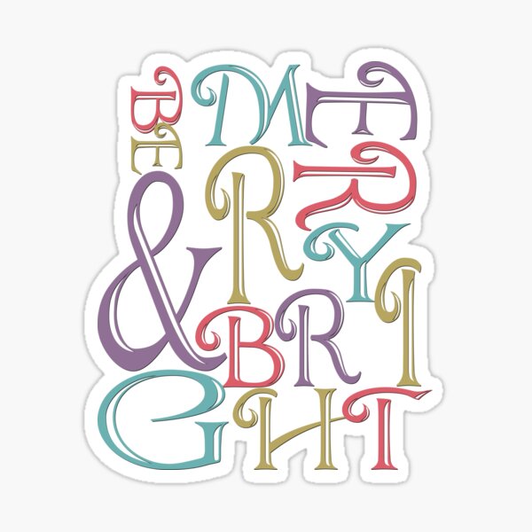 Modern Typography Merry and Bright Sticker