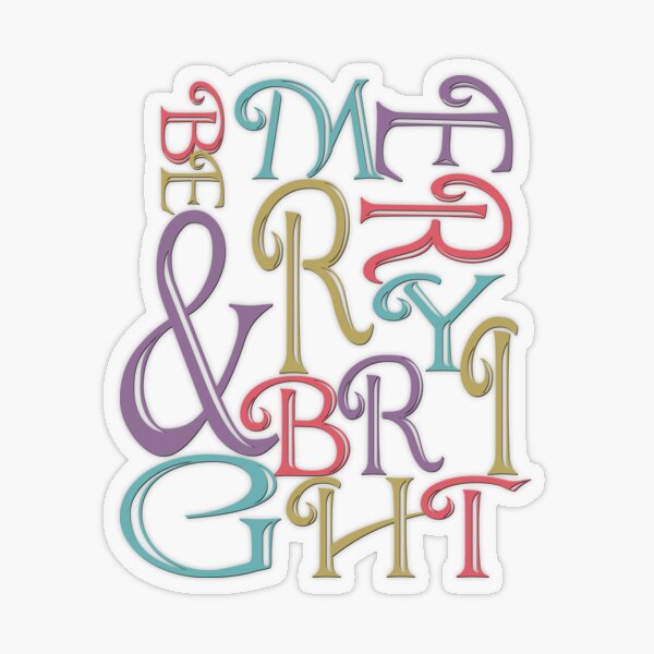 Modern Typography Merry and Bright Transparent Sticker