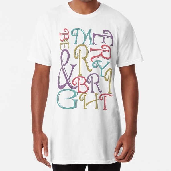 Modern Typography Merry and Bright Long T-Shirt