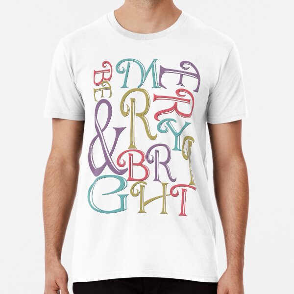 Modern Typography Merry and Bright Premium T-Shirt