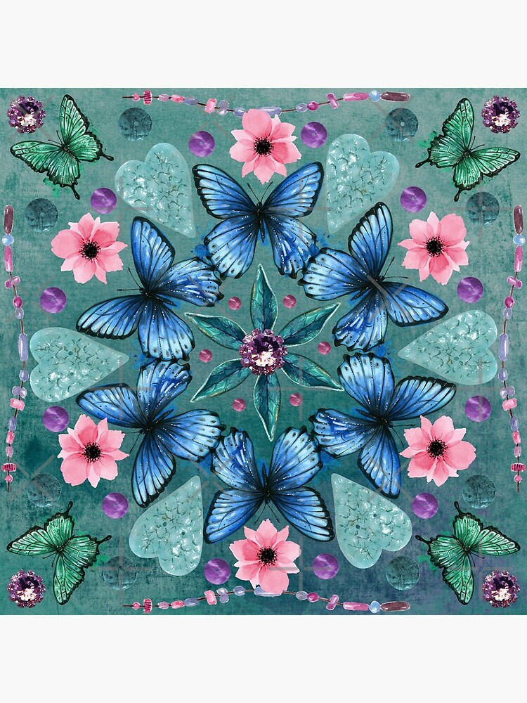 A Kaleidoscope of Butterflies (Teal) by MerryMakewell