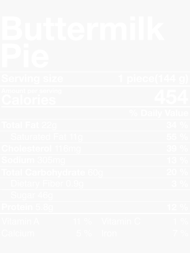 "Buttermilk Pie Nutritional Facts Costume Thanksgiving Gift " Sticker