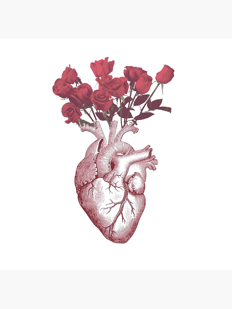 anatomical heart with flowers\