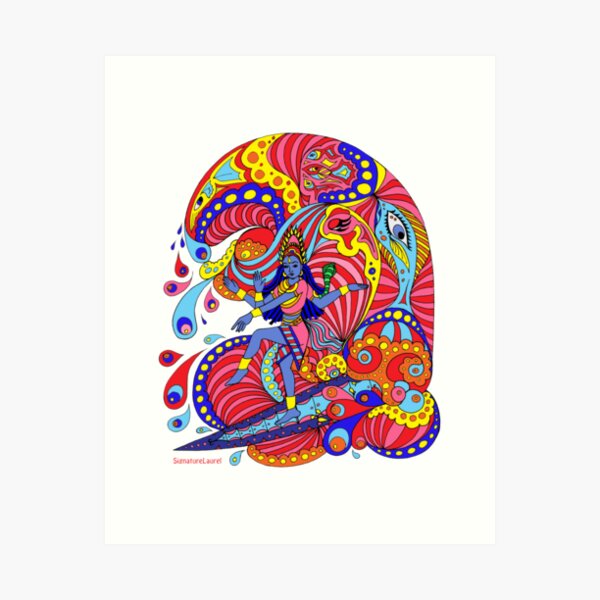 Shiva Surfing Art Print