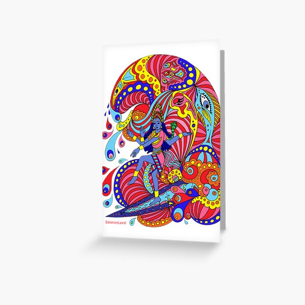 Shiva Surfing Greeting Card