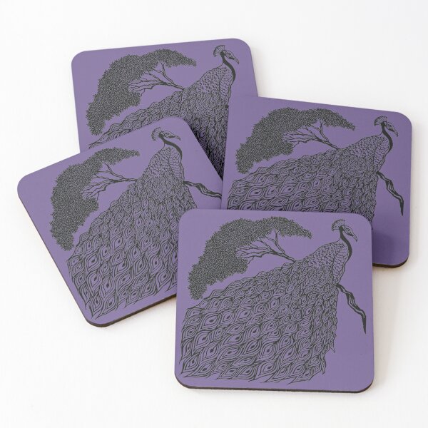 Item preview, Peacock on Branch | Bird Design designed and sold by Monochromatics by Corie Mae Dark.