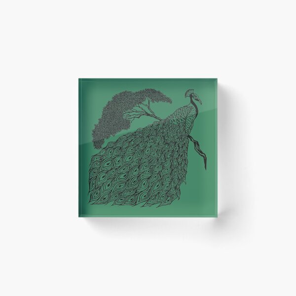 Item preview, Peacock on Branch | Bird Design designed and sold by Monochromatics by Corie Mae Dark.