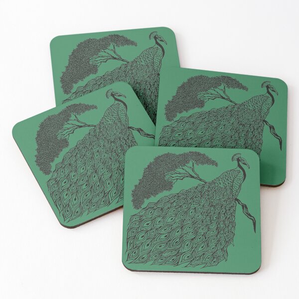 Item preview, Peacock on Branch | Bird Design designed and sold by Monochromatics by Corie Mae Dark.