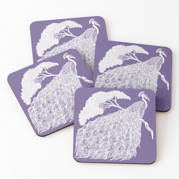 Item preview, Peacock on Branch | Bird Design designed and sold by Monochromatics by Corie Mae Dark.