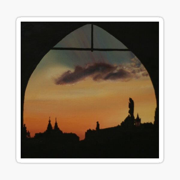 Sunset Keyhole Silhouette - Prague Sticker