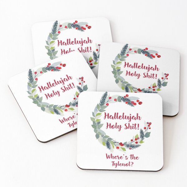 Item preview, Christmas Vacation - Hallelujah Holy Shit Where's the Tylenol- Funny Holiday Watercolor Wreath designed and sold by Alisha Watercolors.