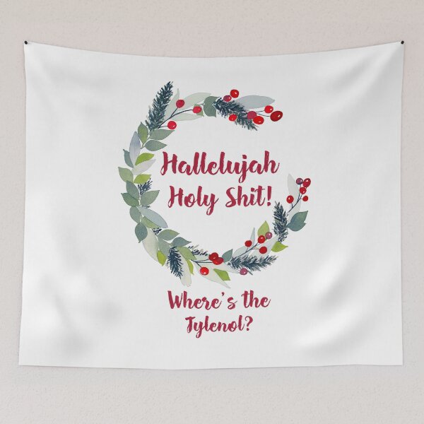 Item preview, Christmas Vacation - Hallelujah Holy Shit Where's the Tylenol- Funny Holiday Watercolor Wreath designed and sold by Alisha Watercolors.