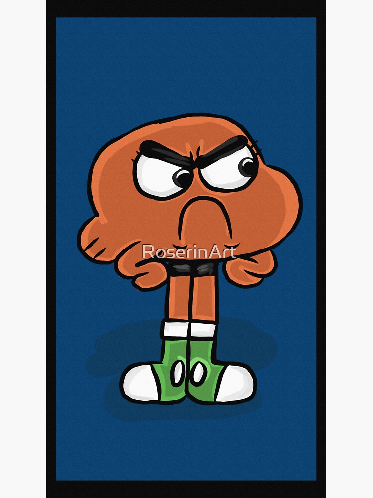 Upset Darwin (Blue Background) - The Amazing World of Gumball by RoserinArt