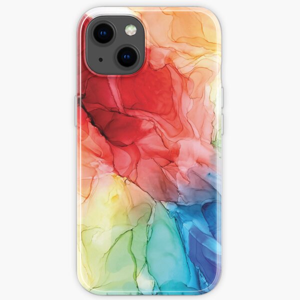 Rainbow Good Vibes Peinture abstraite Coque souple iPhone