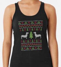 Dachshund Ugly Christmas Design Racerback Tank Top
