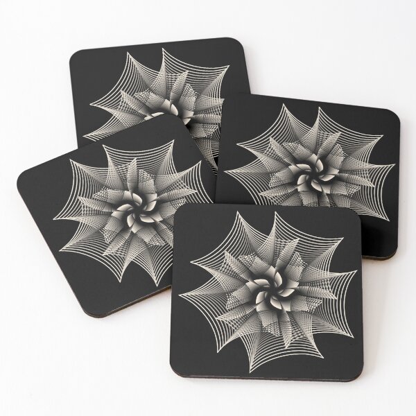 Abstract Monochrome Flower Coasters (Set of 4)