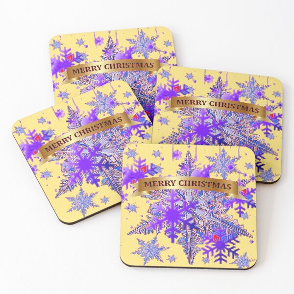 Item preview, PURPLE  MERRY CHRISTMAS SNOWFLAKES YELLOW HOLIDAY ART  designed and sold by sharlesart.