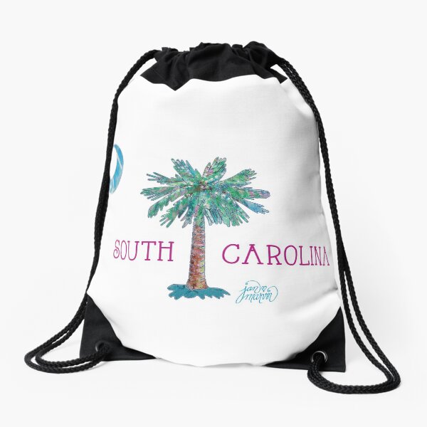 South Carolina Palmetto Tree and Moon by Jan Marvin Drawstring Bag