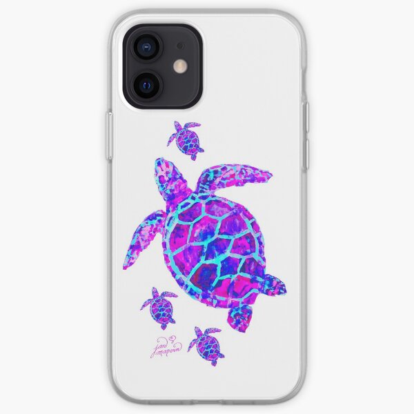 Sea Turtle with babies pink and blue iPhone Soft Case