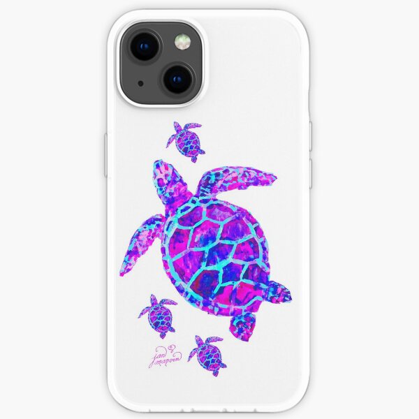 Sea Turtle with babies pink and blue iPhone Soft Case
