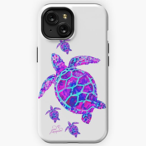 Sea Turtle with babies pink and blue iPhone Tough Case