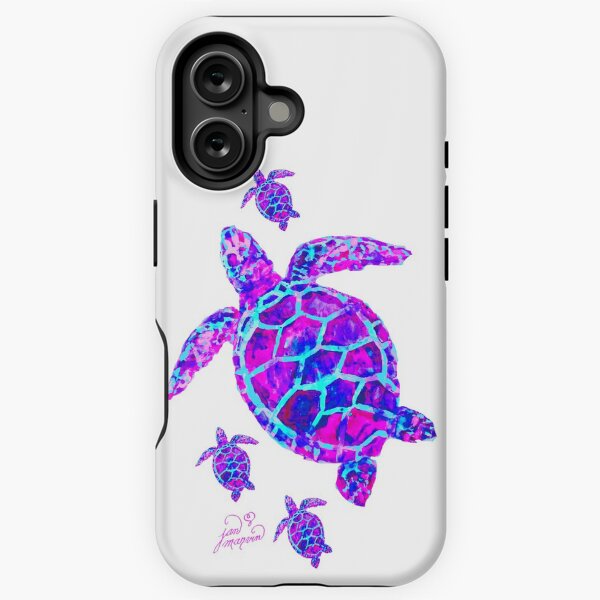 Vista previa del artículo con la obra «Tortuga marina con crías de color rosa y azul», diseñado y vendido por Jan Marvin Art Studio.