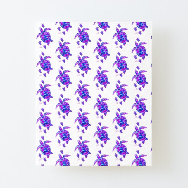 Sea Turtle with babies pink and blue Canvas Mounted Print
