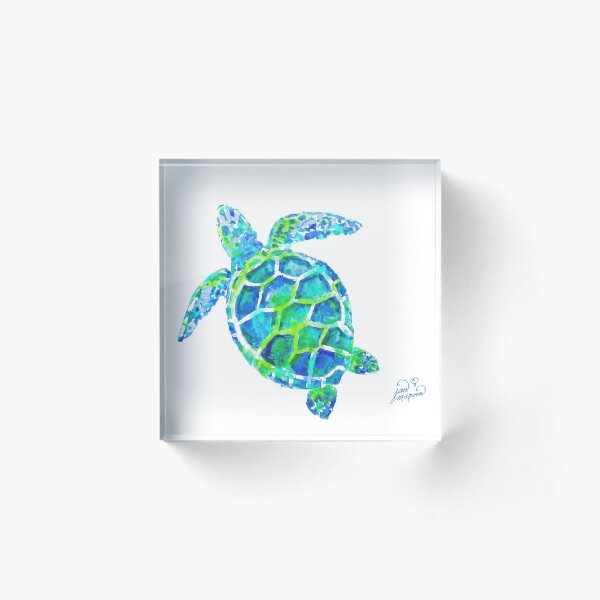Sea Turtle no splots by Jan Marvin Acrylic Block