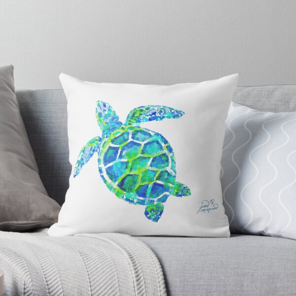 Sea Turtle no splots by Jan Marvin Throw Pillow