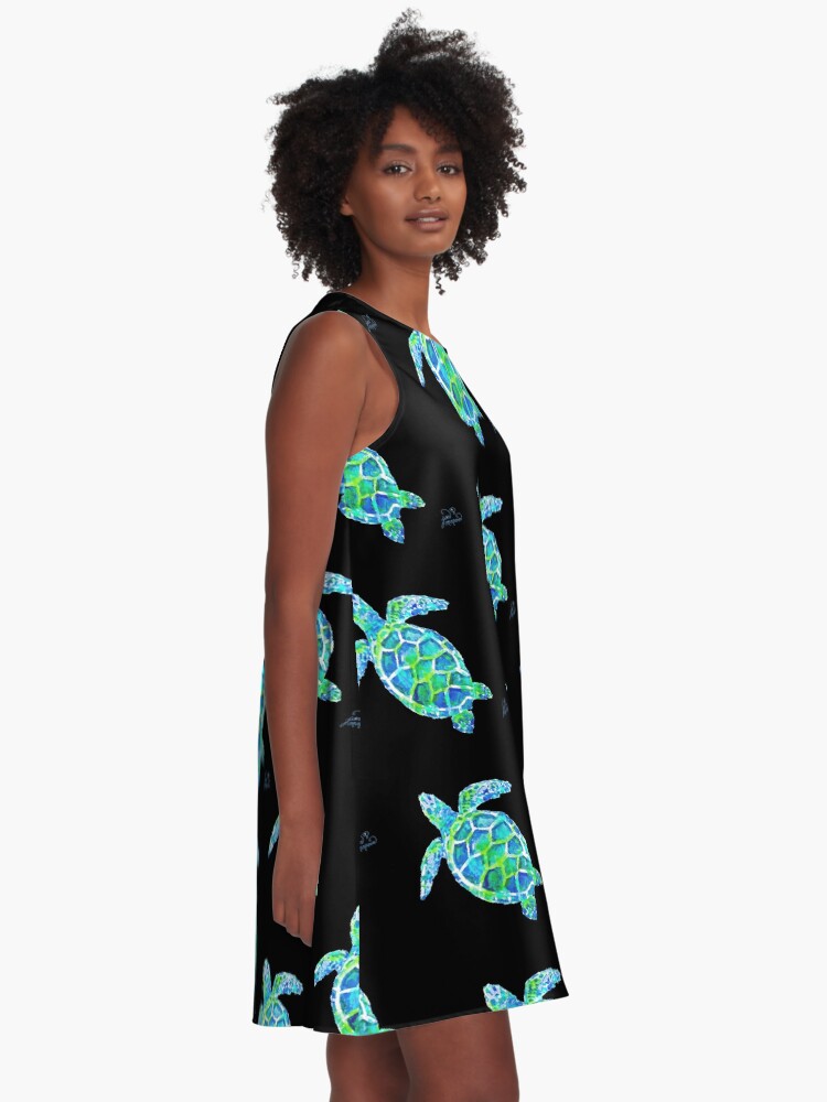 Alternate view of Sea Turtle no splots by Jan Marvin A-Line Dress