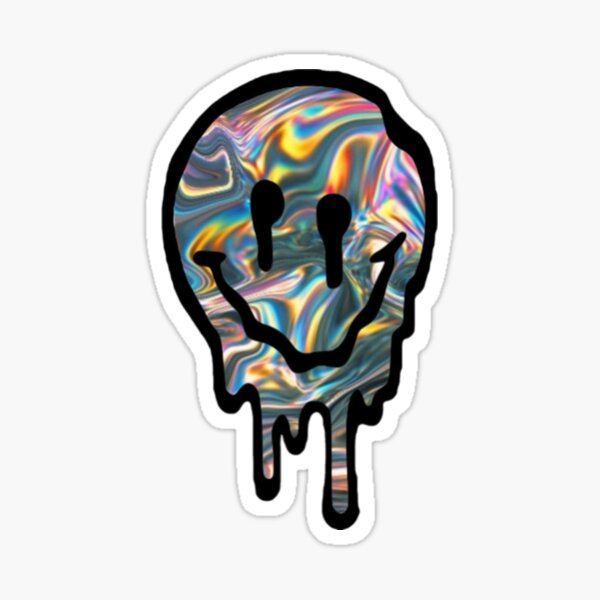 "Holographic Drippy Smiley Face" Sticker for Sale by lolsammy910