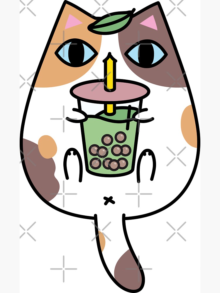 Calico Cat with Boba Tea by Miri-Noristudio