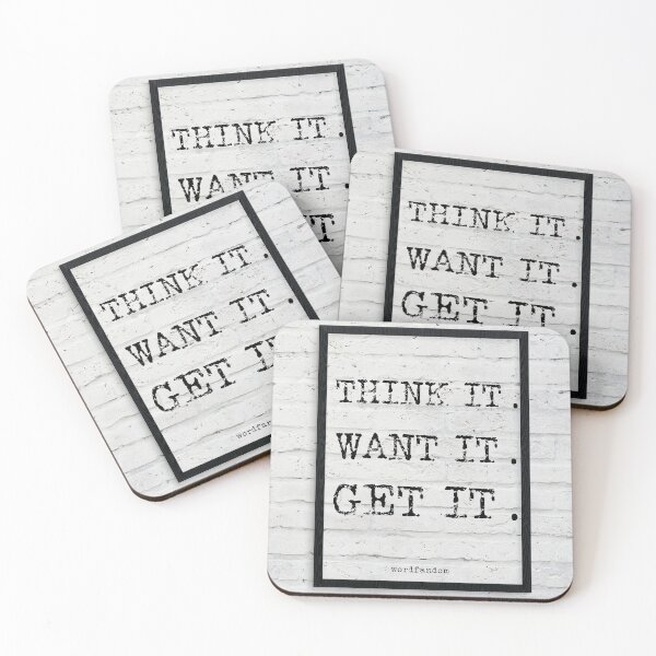 Artikelvorschau, Think it want it get it - quote typography text art by Word Fandom - wordfandom entworfen und verkauft von Kerry Pritchard.