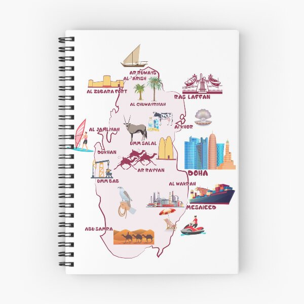 Item preview, Qatar Mapa de atracciones turísticas ciudades bandera y el logotipo del Estado de Qatar designed and sold by mashmosh.