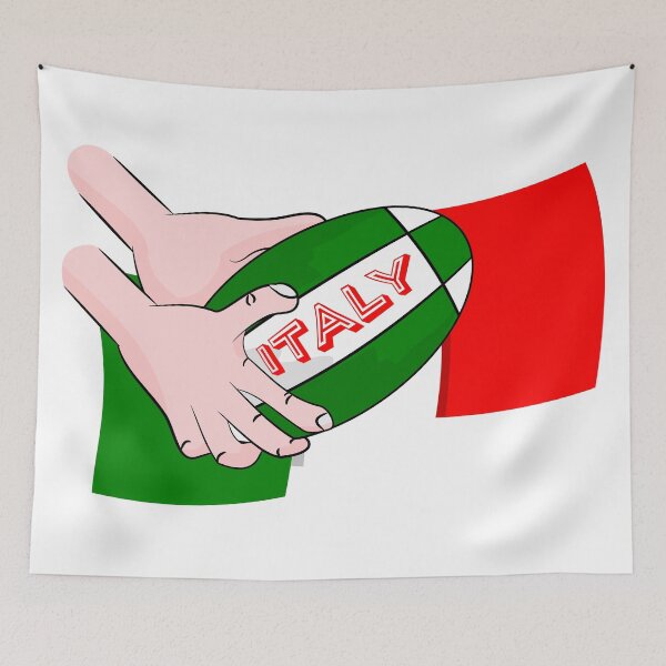 Item preview, Italy Rugby Ball Flag designed and sold by piedaydesigns.