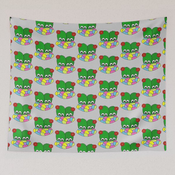 Item preview, Cute Cactus Design #314: Cacti Couple With Flowers In Pretty Pot designed and sold by DreamCactus.