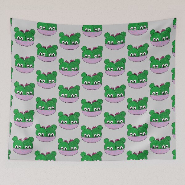 Item preview, Cute Cactus Design #315: Cacti Couple With Cute Blooms designed and sold by DreamCactus.