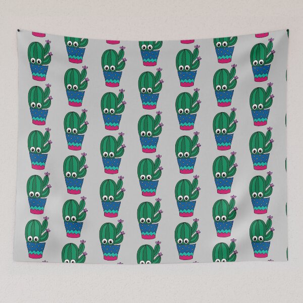 Item preview, Cute Cactus Design #326: Cactus With Pretty Flowers In Cute Pot designed and sold by DreamCactus.