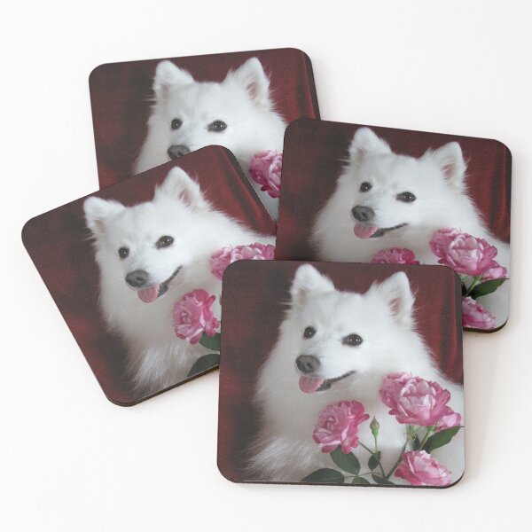 Item preview, Spitz With Pink Flowers designed and sold by KarenWoodArt.