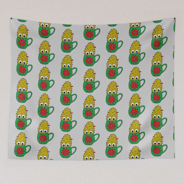 Item preview, Cute Cactus Design #343: Mini Cactus In Poinsettia Mug designed and sold by DreamCactus.