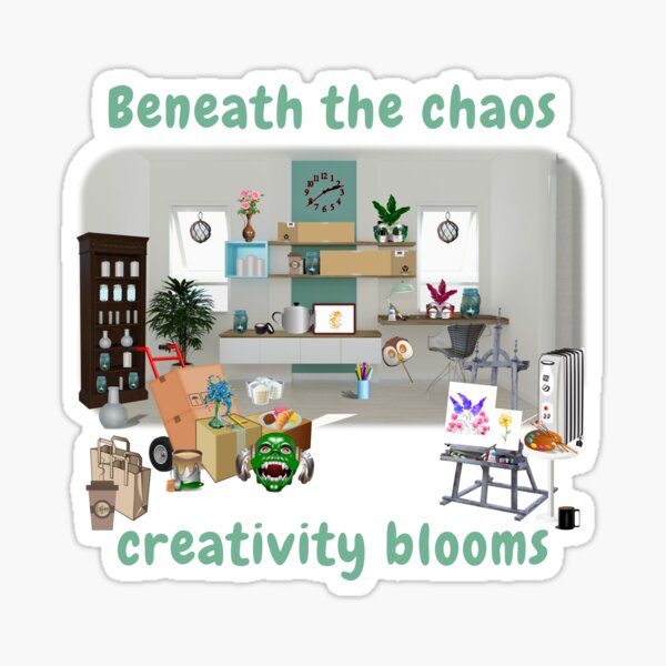Chaos and creativity entwined Sticker