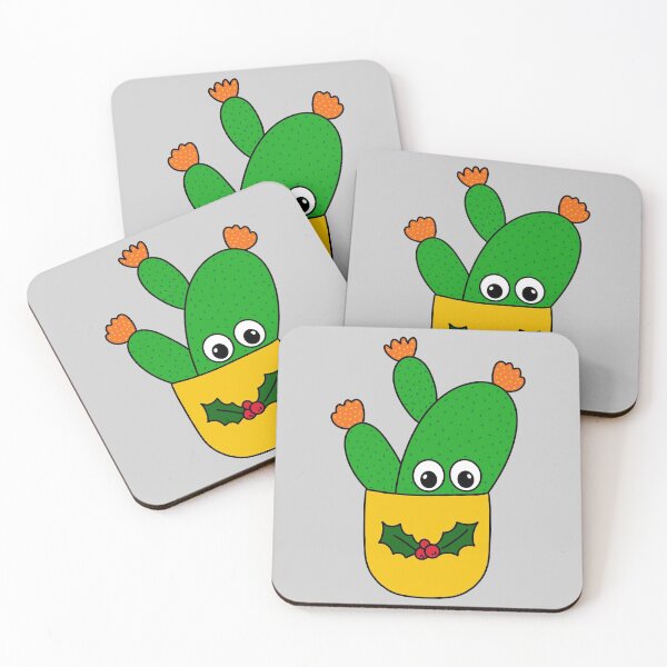 Artikelvorschau, Cute Cactus Design #346: Opuntia Microdasys Cactus In Christmas Holly Pot entworfen und verkauft von DreamCactus.