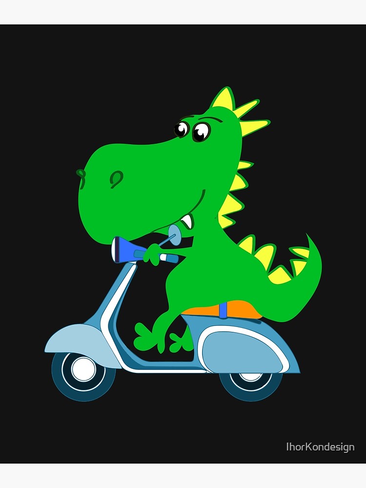 Grußkarte for Sale mit Dino-Roller-Dinosaurier-Moped-Motorrad T