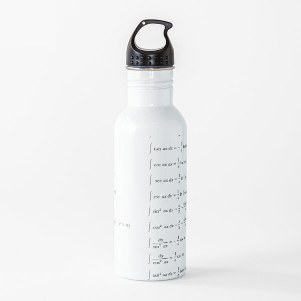 #Math, #Mathematics, #Integrals, #formulas, Calculus, Number, document, design, text, calligraphy, writing, abstract, language Water Bottle