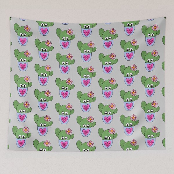 Item preview, Cute Cactus Design #350: Pretty Cactus In Cute Heart Pot designed and sold by DreamCactus.